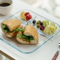 한끼식사 혼밥 유리식판 마른안주 접시 다이어트 어른 식기 플레이팅 간식, 대