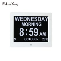 전자액자 스마트 디지털액자 8 인치 lcd 큰 문자 노인 의학 화면 알림 알람 시계 사진 프레임, 미국 플러그, 하얀색