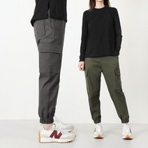 벤티브 여자 코튼건빵조거 밴딩 베이직 카고조거 팬츠