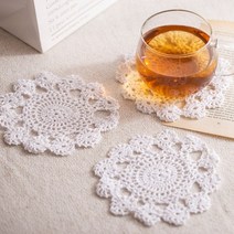 화이트 손뜨개 티코스터 1P