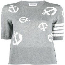 톰브라운 [명품]톰브라운 사선완장 앵커 패턴 라운드넥 반팔티셔츠 라이트그레이 ..