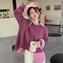 니트 하라주쿠 맨투맨 홍대 레트로 힙합 라운드 꽤배기 가디건