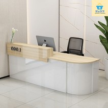 카운터테이블 안내데스크 데스크 사무용 업무용 계산대 카페 책상 카운터 테이블 인포 매장 회사용 미용 식당용 접수대, 화이트+메이플(오른쪽 높음)