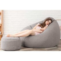 빈백 쿠션 마약 소파 1인 소파 안락 의자 원룸 거실, A 레몬옐로우+풋스툴5.6KG 110x125