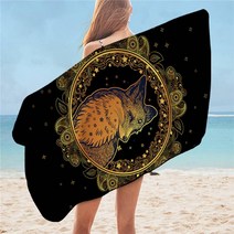 침구 아웃 도어 폭스 목욕 타올 3D 프린트 비치 타월 야생 동물 마이크로 화이버 샤워 타올 꽃 부족 냅킨 75x150cm Dropship, 1, 75cmx150cm