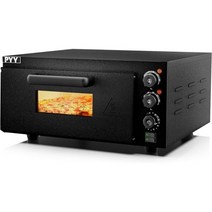 656050 PYY 실내 피자 오븐 카운터탑 전기 2000W 스톤과 타이머 상업용, Black
