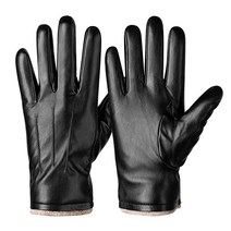 Alepo 겨울 PU 가죽 장갑 For Men Warm Thermal Touchscreen Texting Typing 드레스 Driving 오토바이 With 울 Lining Bla, XXL-8.98