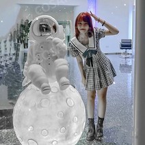 달우주장식품 조형물 정원꾸미기 조경 정원소품 FRP FRP조형물 돌조각상 바닥 대형피규어, 1.7m 도금 실버 마스크