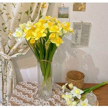 H수선화가지 3color 조화 실크플라워 인테리어소품 조경 홈카페 집꾸미기, WHITE／YELLOW