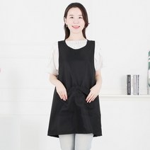 클린유니폼 기본 원피스형 방수 서빙용 카페 민자 앞치마 양쪽 트임, 한쪽 트임, All 블랙, 1개