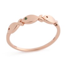 비앤비골드 [비앤비골드] 14K 물고기 세마리 탄생석 에메랄드 반지 NPR32498