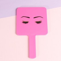 RISI-사랑스러운 개인 로고 속눈썹 연장 핸드 헬드 메이크업 거울 손잡이가 있는 패션, [02] Rose Pink 1pcs