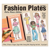 Fashion Faces – Plates 제작 클래식 믹스 앤 매치 드로잉 아트 세트 헤어스타일 및 메이크업 룩 만 6세 이상 5760855375, Retro Remix
