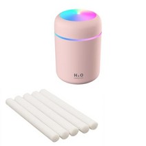 300ml 가습기 USB 초음파 아로마 에센셜 오일 디퓨저 로맨틱 소프트 라이트 미니 쿨 안개 메이커 정수기, Pink 5 filters, Pink 5 filters