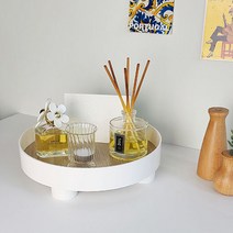 미니멀 플랫폼 원형 다용도 인테리어 트레이 화장품 정리 수납 쟁반 4colors, 블랙