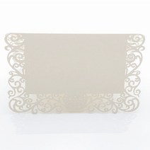 50pcs Pearlescent 레이스 이름 장소 카드 웨딩 장식 테이블 메시지 인사말 이벤트 파티 용품, [01] 11x9cm, [06] Ivory