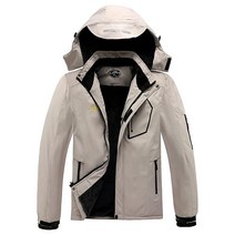 남성용 마운틴 방수 스키 재킷 방풍 레인 재킷 겨울용 따뜻한 스노우 코트 탈착식 후드 암적색 Large, Khaki