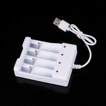 건전지충전기 aa aaa 리튬이온 a 4 슬롯 usb 고속 충전 및 a 배터리 단락 보호 개폐식 스프링 배터리 충전베이스, 하얀