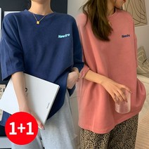 주디앤 여성 여름 뉴트로 루즈핏 반팔 티셔츠 반팔티 1+1 리빙공감