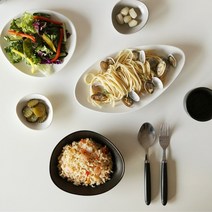 감성 조약돌 4인 30P 신혼 그릇 식기 홈 세트, 블랙