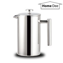 홈디 프렌치프레스 깨지지 않고 안전한 2중 스테인리스 커피프레스 우유거품기 티프레스 용량 350ml 800ml, 800ml+리필용거름망1개추가