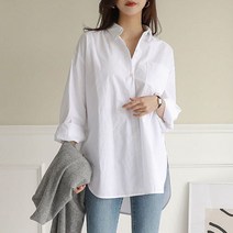 여성 오버핏 긴팔 셔츠 남친룩 롱 남방 블라우스 2컬러SFW