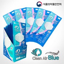 클린에어블루 KF94 황사방역마스크 대형 1매입 개별포장 100매 성인 남성 헬스 등산 운동 편한 입체, 100개