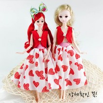 인형옷 드레스 캐주얼, M_42. 레드 하트 치마 투피스
