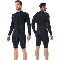 프리다이빙슈트 웻슈트 웻수트 Seaskin 3mm Long Sleeve Shorty Wetsuit for Mens, 01 Black_07 XX-Large