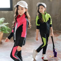 베비포 여아용 배색 집업 트레이닝 상하복 세트 T453