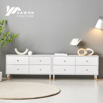 하원가구 티아라 1+1 높은 거실장 2000 세트, 티아라2000_서랍형+서랍형, 화이트