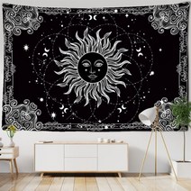요가 매트 흰색 검은 태양 달 벽 매달려 별이 빛나는 하늘 태피스트리 히피 보헤미안 천, 150x100cm, my047-10