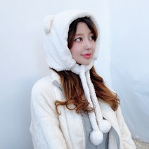 VANANA2 보송 보송 후리스 곰돌이 겨울 양털 방울 끈모자 4color