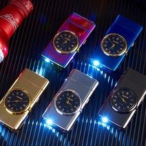 최첨단 기술 4in1 LED램프 쿼츠시계 플라즈마라이터 충전식 배터리, 1 무광블랙, 1개