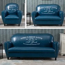 붙박이쇼파 노래방쇼파 벽쇼파 소파미국 복고풍 카페 시트 싱글 인용 가죽 옷가게 침실 산업 스타일 저렴한, 로얄 블루 801-3 오일 왁스 가죽 네일 프린트, 싱글(837385)