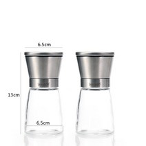 Leeseph 18/8 브러시 스테인레스 스틸 후추 제분소 및 소금 제분소 6 Oz 높은 몸체 5 등급 조절 세라믹 로터, 5in x 2