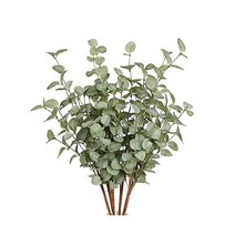 VGIA 6 Pcs 인공 식물 유칼립투스 줄기 유칼립투스 잎 스프레이 녹색 녹지 줄기 실크 플라스틱 식물 꽃 홈 파티 웨딩 장식