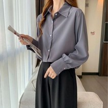 여성 긴팔 쉬폰 블라우스 셔츠 화이트 국 느슨 긴 소매 탑 캐주얼 오피스 봄 신상품