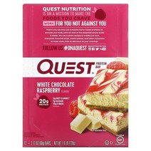 퀘스트 뉴트리션 프로틴바 생일 케이크 12팩 각 60g (2.12oz), 화이트 초콜릿 라즈베리