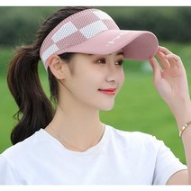 여성 골프 썬캡 시원한 여름 체크니트 모자