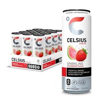 Celsius 셀시어스 스파클링 스트로베리 구아바 에너지 드링크 12 oz 12캔