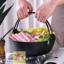오뎅탕_무쇠_샤브샤브_27cm_캠핑_아로제_차박_냄비_전골_냄비_나베_밀푀유나베 DA07, 무쇠 샤브냄비27cm