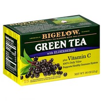 Bigelow Green Tea 비글로 엘더베리 비타민 C 그린티 18티백 0.9oz(25g) 6팩