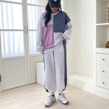 클릭앤미 여성용 기모 배색모네 트레이닝 세트