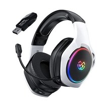 PC PS4 PS5 MAC 맥 스위치 7.1 서라운드 사운드 블루tooth 무선 헤드셋용 분리형 마이크 Tatybo 게임용 헤드셋, 검정색과 흰색