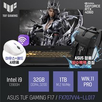 ASUS TUF Gaming F17 FX707VV4-LL017 [이벤트 한정특가 / 사은품증정], WIN11 PRO, 32GB, 1TB, 코어i9, 그레이