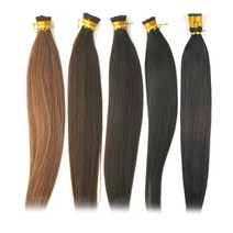 단백질(케라틴)피스 (50센티미터/18인치) 인모100%(200피스) 붙임 머리, 03. 흑갈색