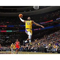 NBA 마이클조던 카드르브론 제임스 로스 앤젤레스 레이커스 서명되지 않은 덩크 사진 - 원래 nba 예술 및 지문