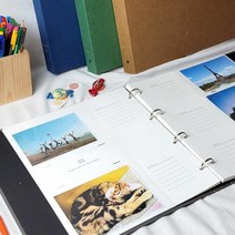 키밍 / 아기 가족 사진 보관 앨범 링 포켓 사진첩 포토북, 네이비, 1개