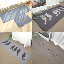 면 누비 긴 발매트 장 매트 욕실 주방 현관 화장실 발수건 러그 자수 말 고양이 여우 강아지, 그레이홀스